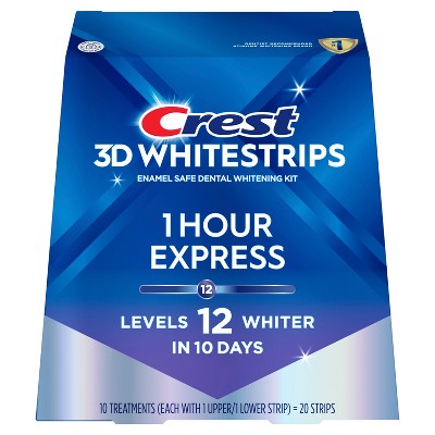 Crest 3D Whitestrips 1-Hour Express At-home Teeth Whitening Kit 10 Treatments - Imperfect Box