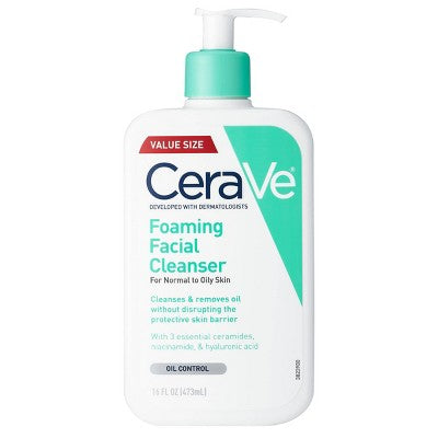 CeraVe Foaming Face Wash with Hyaluronic Acid and Niacinamide for Oily Skin 16 fl oz - Imperfect Container