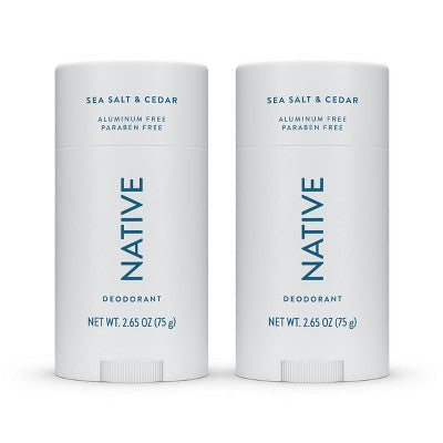 Native Twin Pack Deodorant Sea Salt & Cedar 4.6oz/2ct - New