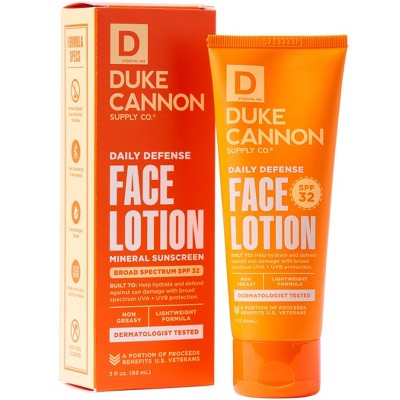 Duke Cannon Daily Defense Face Lotion SPF 32 Lightweight Daily SPF Moisturizer 3 fl oz - Missing Box