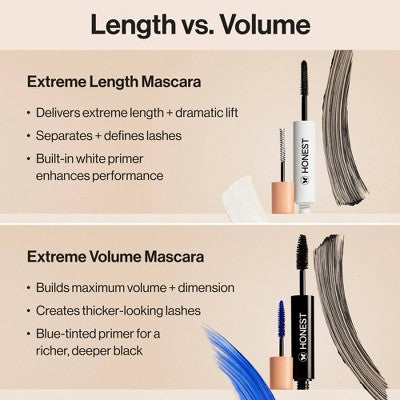 Honest Beauty Extreme Length Mascara + Lash Primer 0.81 fl oz/3pk - New