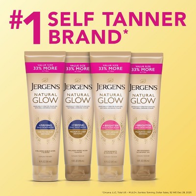 Jergens Natural Glow Skin Firming Daily Moisturizer + Self Tanner Tanning Lotion Fair to Medium 10 fl oz - Imperfect Container