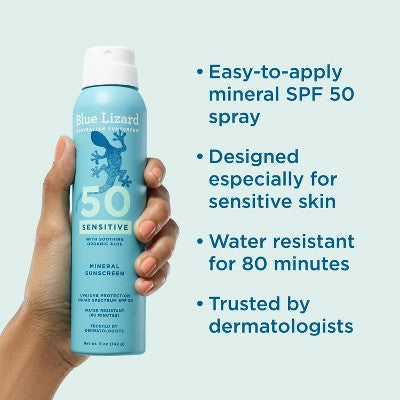 Blue Lizard Sensitive Mineral Sunscreen Spray SPF 50+ 5 oz - Imperfect Container