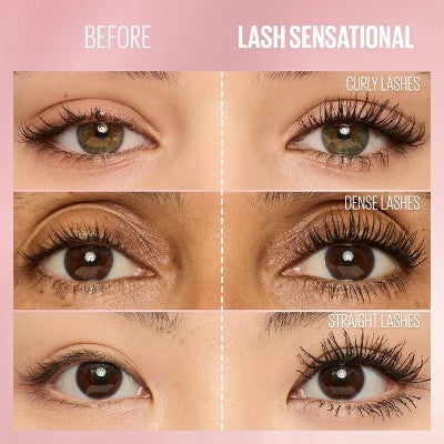 Maybelline Lash Sensational Lengthening Mascara Washable Midnight Black 0.32 fl oz - New
