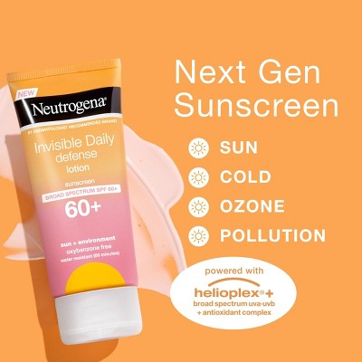 Neutrogena Invisible Daily Defense Sunscreen Lotion SPF 60 3 fl oz - Imperfect Container