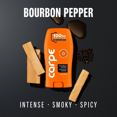 Carpe Men's 100H Sweat & Odor Control Antiperspirant Deodorant Bourbon Pepper 1.76oz - Imperfect Container