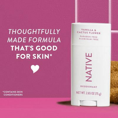 Native Solid Deodorant for Women & Men - Vanilla & Cactus Flower 2.65oz - Imperfect Container