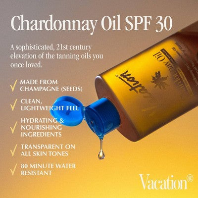 Vacation Chardonnay Oil Sunscreen SPF 30 3.4 fl oz - Small Amount Missing