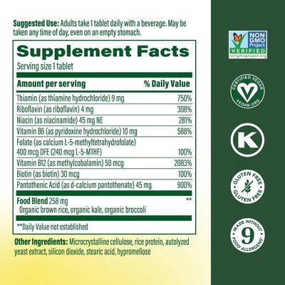 MegaFood Balanced B Complex Vitamins, Vitamin B6, Vitamin B12 & Biotin, Vegan Tablets 30ct - New