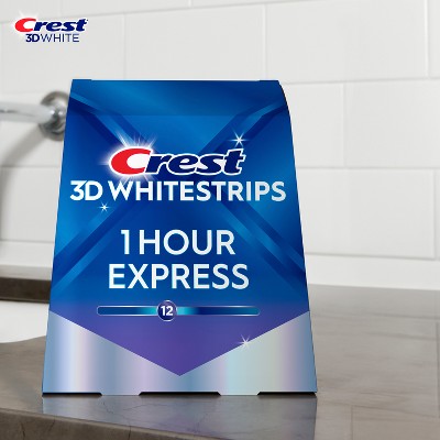 Crest 3D Whitestrips 1-Hour Express At-home Teeth Whitening Kit 10 Treatments - Imperfect Box