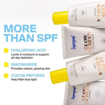 Supergoop! Glowscreen Sunrise Hydrating Glowy Tinted Primer; Hyaluronic Acid + Niacinamide SPF 40 1.7 fl oz - Missing Box