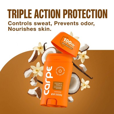 Carpe Women's 100HR Sweat & Odor Control Antiperspirant Deodorant Coconut Vanilla 1.76oz - Imperfect Container