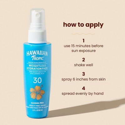 Hawaiian Tropic Weightless Hydration Water Face Mist SPF 30 2.1oz - Missing Box