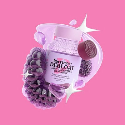 Lemme Debloat Pre + Probiotic Gummies Bloat Support & Digestion Blackberry Flavor 60ct - New