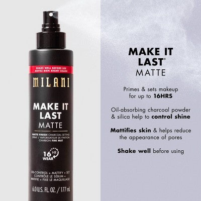 Milani Make It Last Matte Finish Charcoal Setting Spray 6 fl oz - Imperfect Container