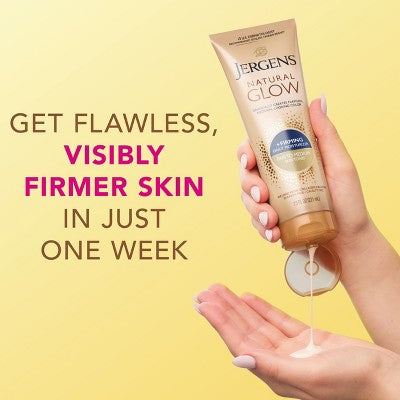 Jergens Natural Glow Skin Firming Moisturizer + Sunless Self Tanning Lotion Fair to Medium 7.5 fl oz - Imperfect Container