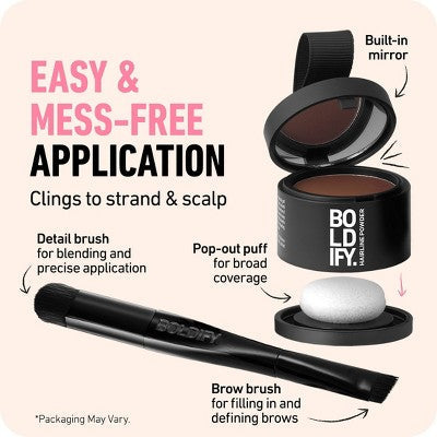 BOLDIFY Root Touch Up Powder with Brush, Covers Thinning Hair & Grays, Water-Resistant Light Blonde - Imperfect Box