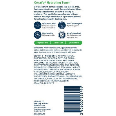 CeraVe Hydrating Toner Facial Toner for Normal to Dry Skin 6.8 fl oz - Small Amount Missing