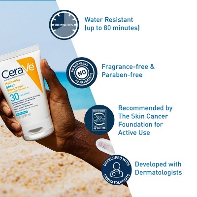 CeraVe Hydrating Sheer Sunscreen Lotion for Face and Body SPF 30 3 fl oz - Missing Box