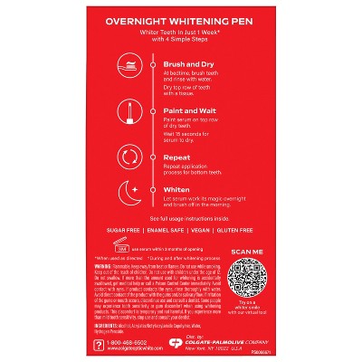 Colgate Optic White Overnight Teeth Whitening Pen Gel 0.08 fl oz/21 Treatments - Imperfect Box