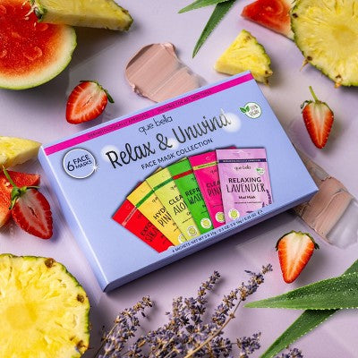 Que Bella Relax & Unwind Face Mask Collection 6pc - Imperfect Box
