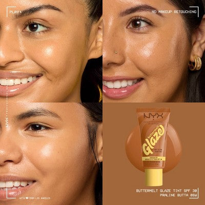 NYX Professional Makeup Buttermelt Glaze Skin Tint SPF 30 Praline Butta 1.01 fl oz - Imperfect Container