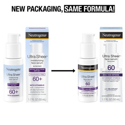 Neutrogena Ultra Sheer Moisturizing Face Serum SPF 60+ 1.7 fl oz - Missing Box