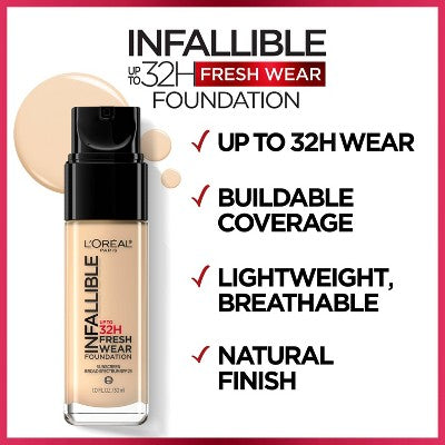 L'Oreal Paris Infallible 32HR Fresh Wear Foundation SPF 25 420 True Beige 1 fl oz - New