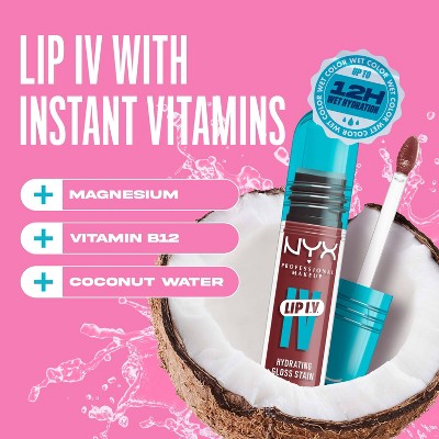 NYX Professional Makeup Lip IV Hydrating Lip Gloss Stain Berry Thirsty 0.16 fl oz - New