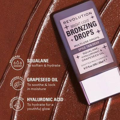 Makeup Revolution Bright Light Bronzing Drops Deep Summer Spice 0.77 fl oz - New