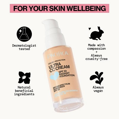 Pacifica Ultra CC Cream Radiant Foundation with SPF 17 Neutral/Fair 1 fl oz - Imperfect Box