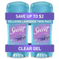 Secret Fresh Clear Gel Deodorant  Relaxing Lavender 2.6oz/2pk - Imperfect Box