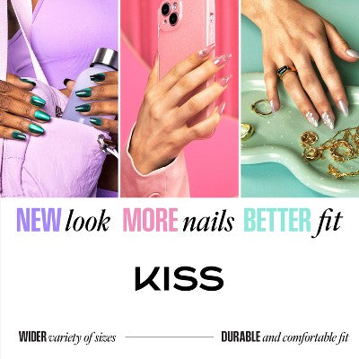 Kiss Glam Embellished Press-On Fake Nails Short Round Simple Joys 35ct - Imperfect Box