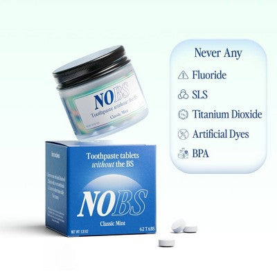 NOBS Fluoride-Free Toothpaste Tablets Classic Mint 62 Tablets/1.31oz - Missing Box