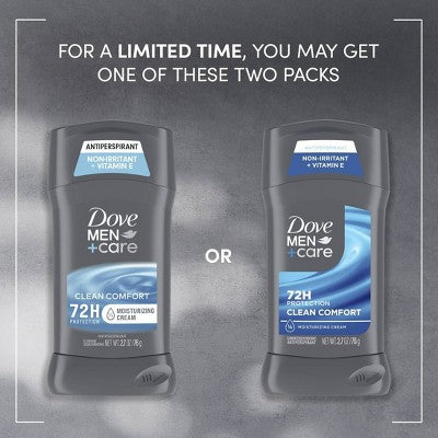 Dove Men+Care 72-Hour Antiperspirant Deodorant Stick Clean Comfort 2.7oz/2ct - Missing Box