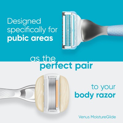 Venus for Pubic Hair & Skin Women's Razor + 2 Razor Blade Refills - New