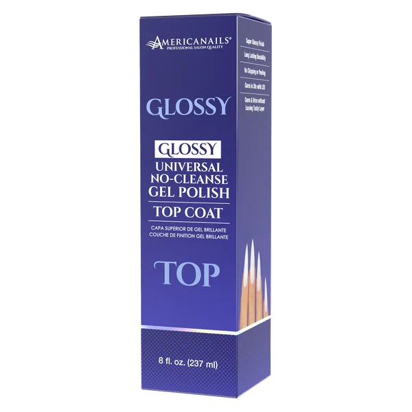AmericaNails - No-Cleanse Gel Polish Top Coat | Glossy Finish 8oz