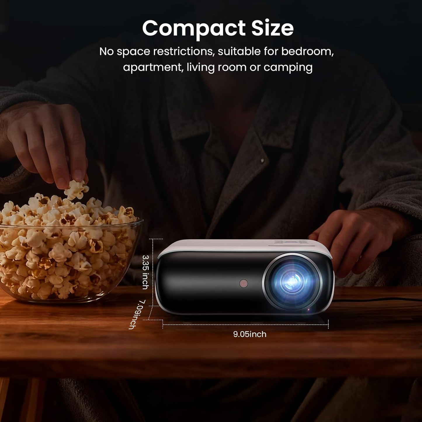HAPPRUN Native 1080P Projector, Bluetooth Home Theater Movie Projector with Built-In Speaker, Compatible with Smartphone, HDMI, Fire Stick, PS5, Indoor & Outdoor Use - without Google TV System