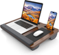 HETTHI Laptop Lap Desk, Portable Large Laptop Desk for Bed, up to 17 in Lap Table with Wrist Rest, Mouse Pad, Tablet Phone Slot, Portable Handle, Lap Tray with Cushion (Dark Brown)