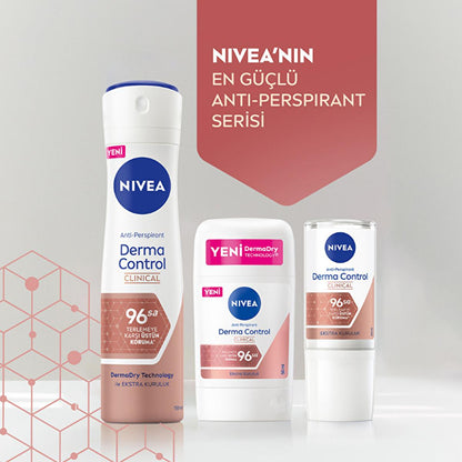 Nivea Derma Control Clinical Women's Roll-on Deodorant: 96-Hour Sweat & Odor Protection, Vitamin C, Underarm Darkening Treatment, Sensitive Skin Approved