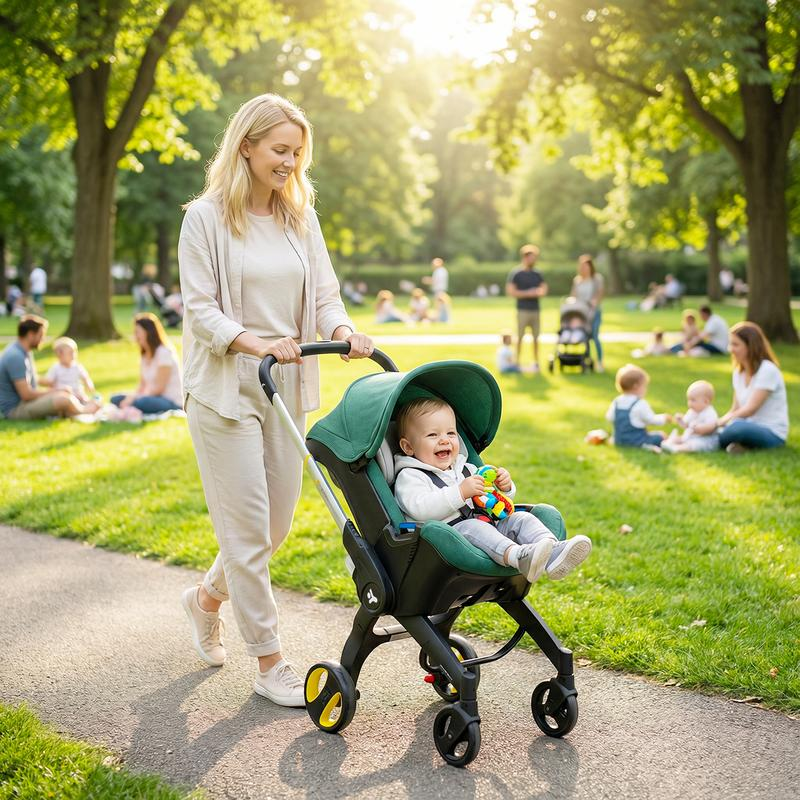 High-View Stroller All in One Convertible Baby Stroller without Latch Base Baby Carriage- Toddler Stroller with Reversible Stroller Seat