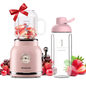 Homeleader Pink Smoothie Blender - Personal Blender for Shakes & Smoothies with 6 Sharp Blades, 21Oz Travel Cup & Lids