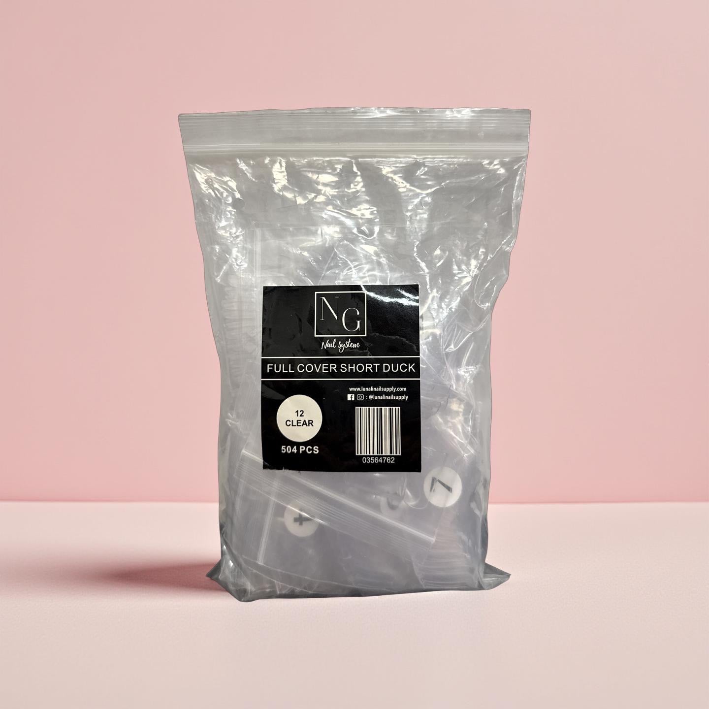 Full Cover Short Duck Clear Acrylic Tips - Bag 504 pc