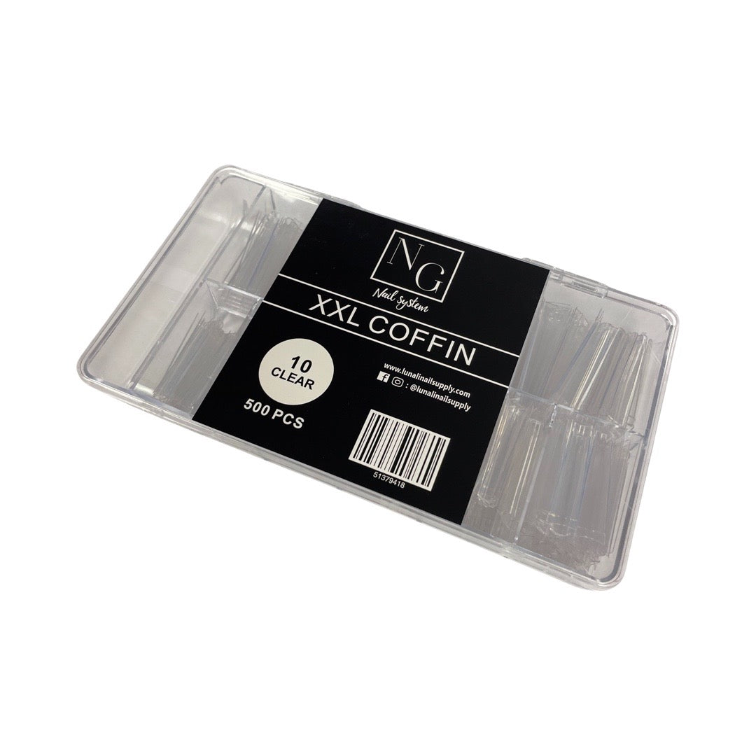 XXL NO C Coffin Nail Tips - Clear
