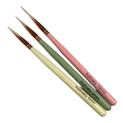 Nail Art Brush Set Kolinsky - 3pc