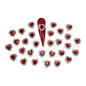 3D Red & Silver Heart Nail Charms - 30pc