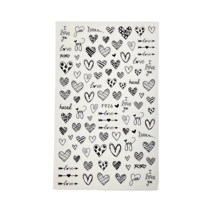 Black Hearts- Nail Sticker- F926