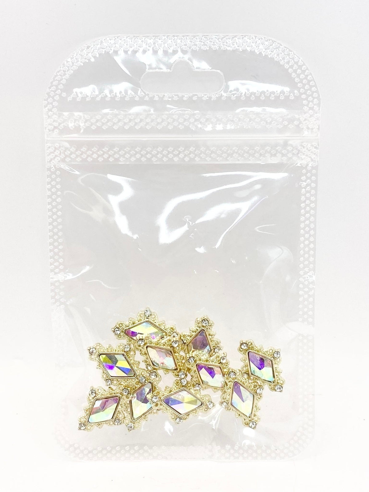 Queen - Nail Charms 10pc - #004 Gold Iridescent Diamonds