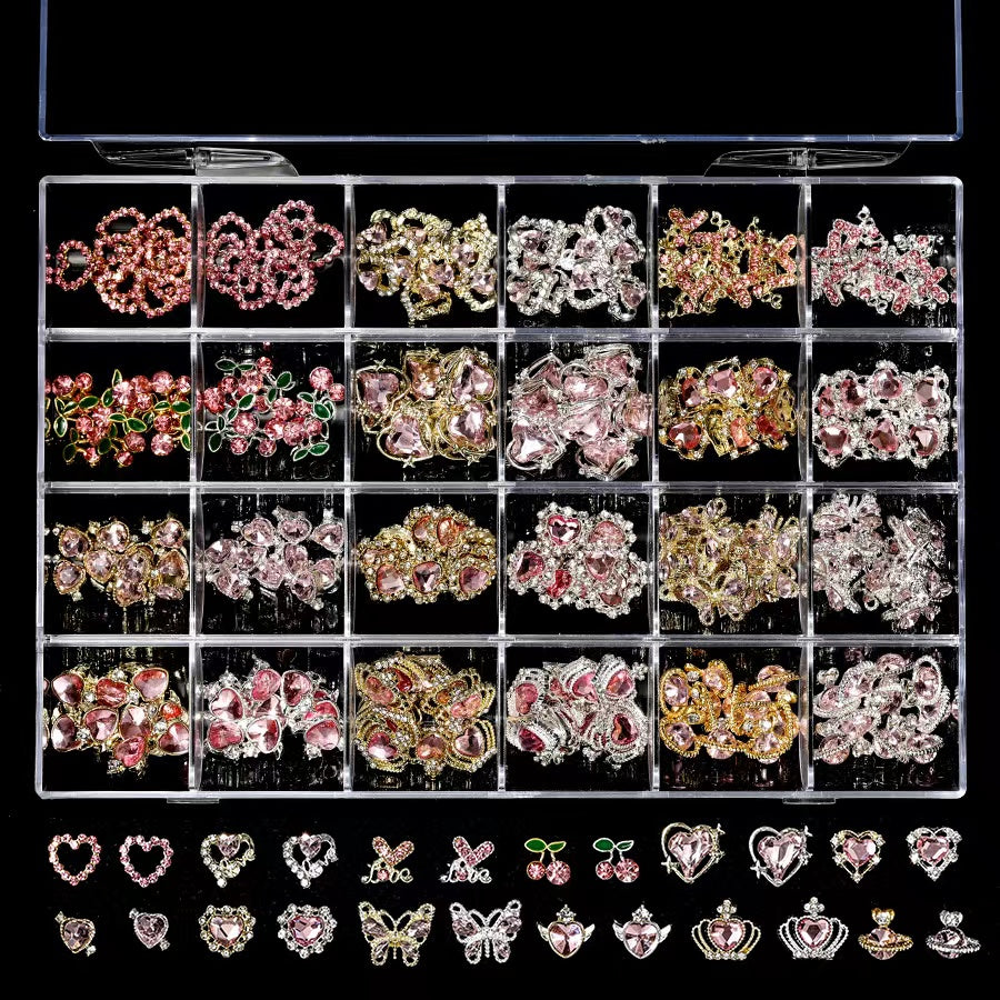3D Pink Rhinestones Gold / Silver plated - 240pc