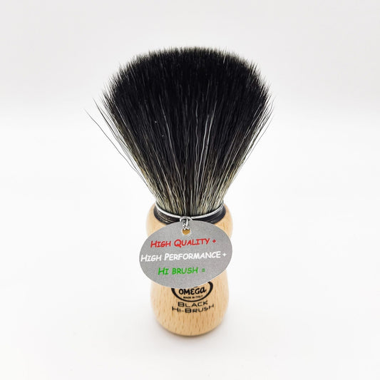 Omega Synthetic Fiber Beard Brush 196228 Beech Wood Handle